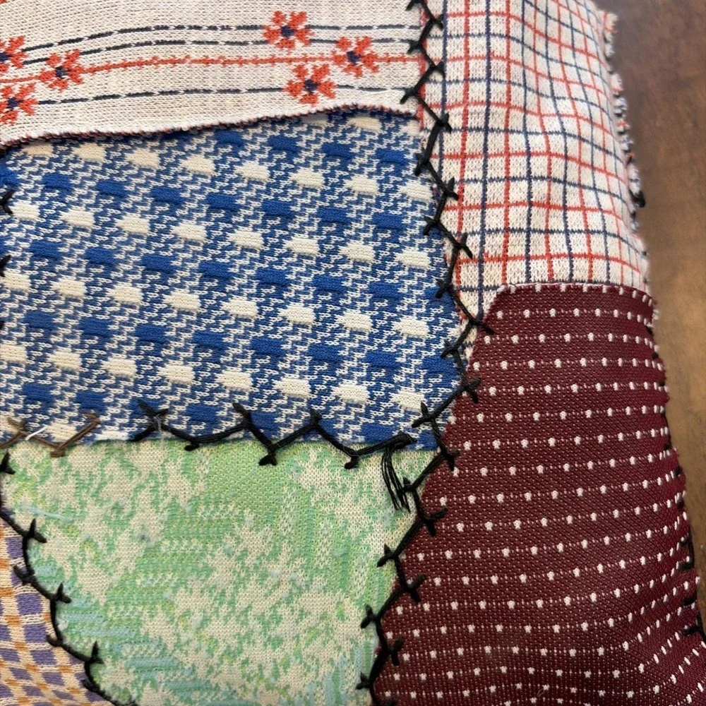 Vtg 70sHandmade Multi Color QUILT Patchwork throw pillow retro prop Hippie BoHo